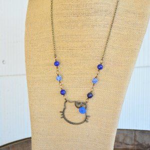 Hello Kitty Necklace with Lapis Lazuli Gemstone